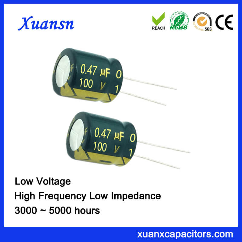 Low Voltage 100V Electrolytic Capacitor High Frequency
