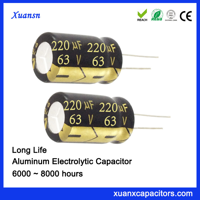 63V 220UF Long Life Aluminum Electrolytic Capacitor