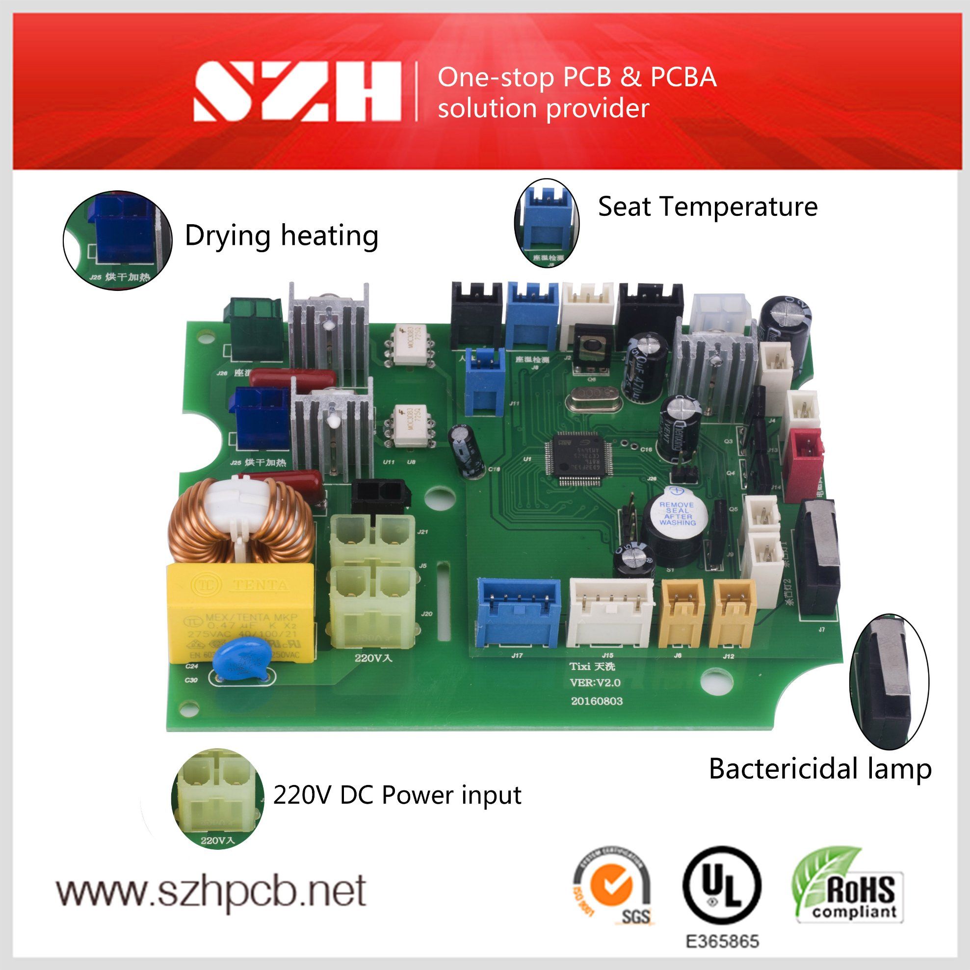 Electronics Fr4 Automatic Bidet PCBA Manufacturer