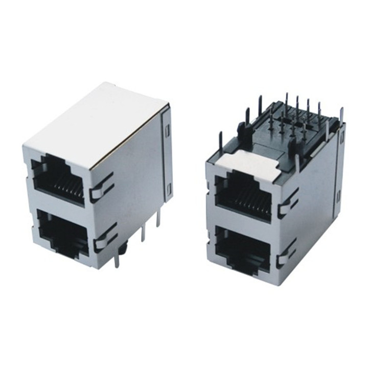 Stacked RJ45 Female Connector for LAN Switch or Gateway Projects
