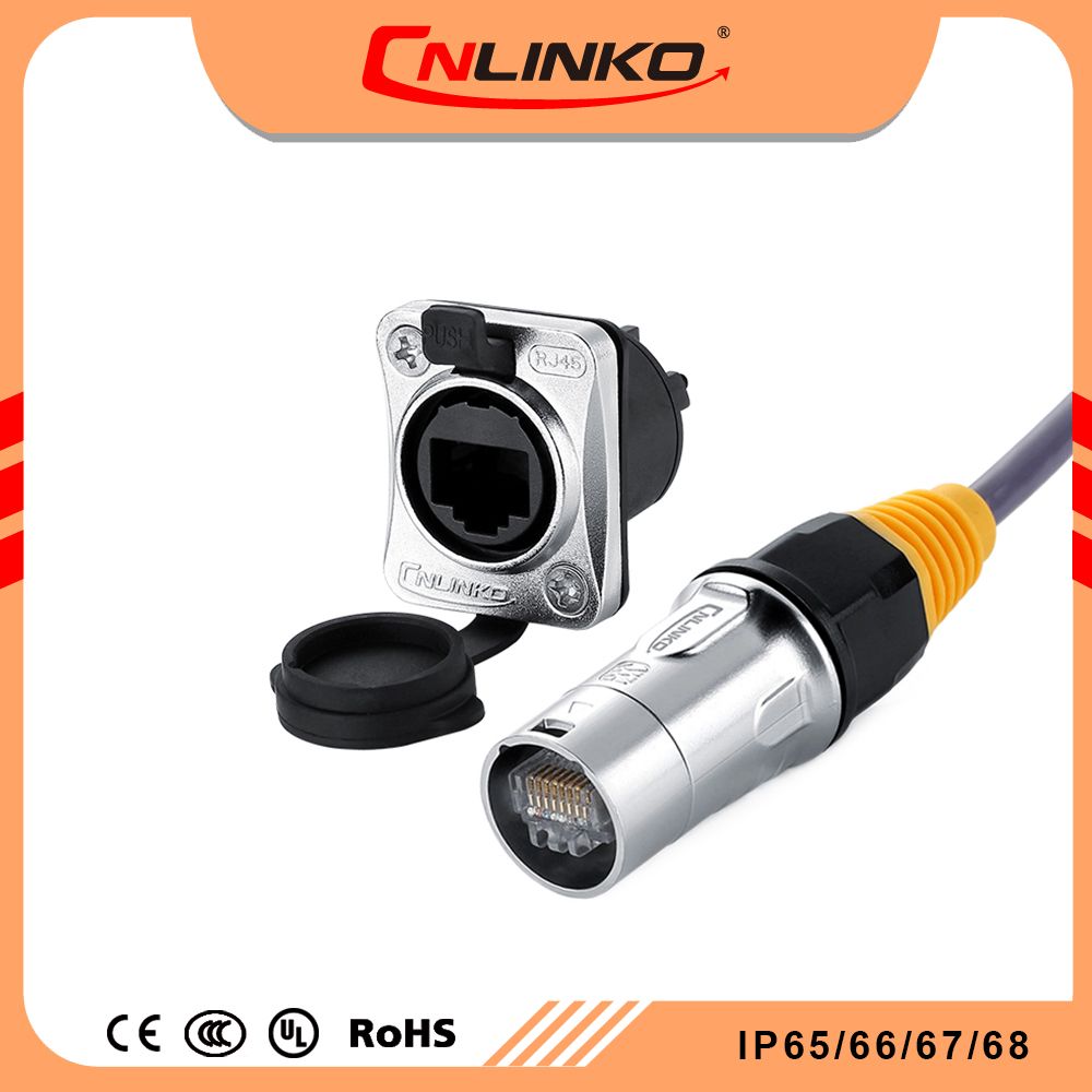 Linko 2018 New Products Waterproof IP65 Panel Mount Socket RJ45 Waterproof Etherent Connector Compatible CAT6