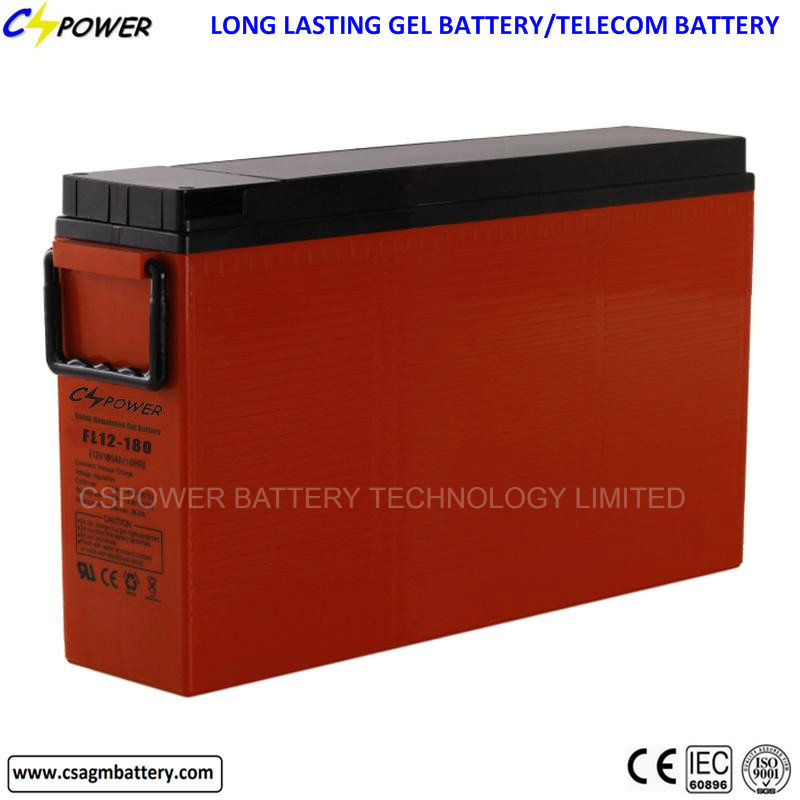 FL12-180ah Deep Cycle Front Terminal Gel Battery for Solar