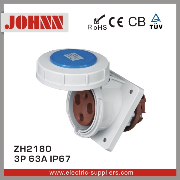 IP67 3p 63A High End Type Slopping Mounted Industrial Socket