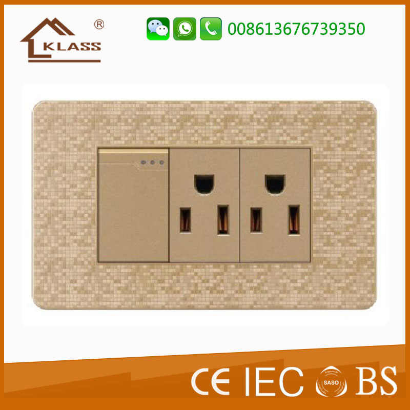 American Standard 1 Gang 1 Way +3pin Wall Switch Socket