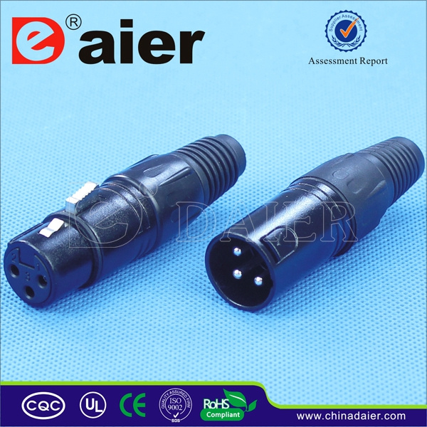 Cannon Black Audio Adapter Plug Female XLR Cable Connector