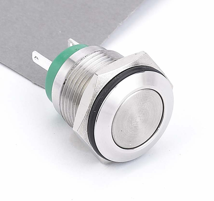 16mm Waterproof High Round Latching on off Metal Push Button Switch, Stainless Steel Push Button Switch