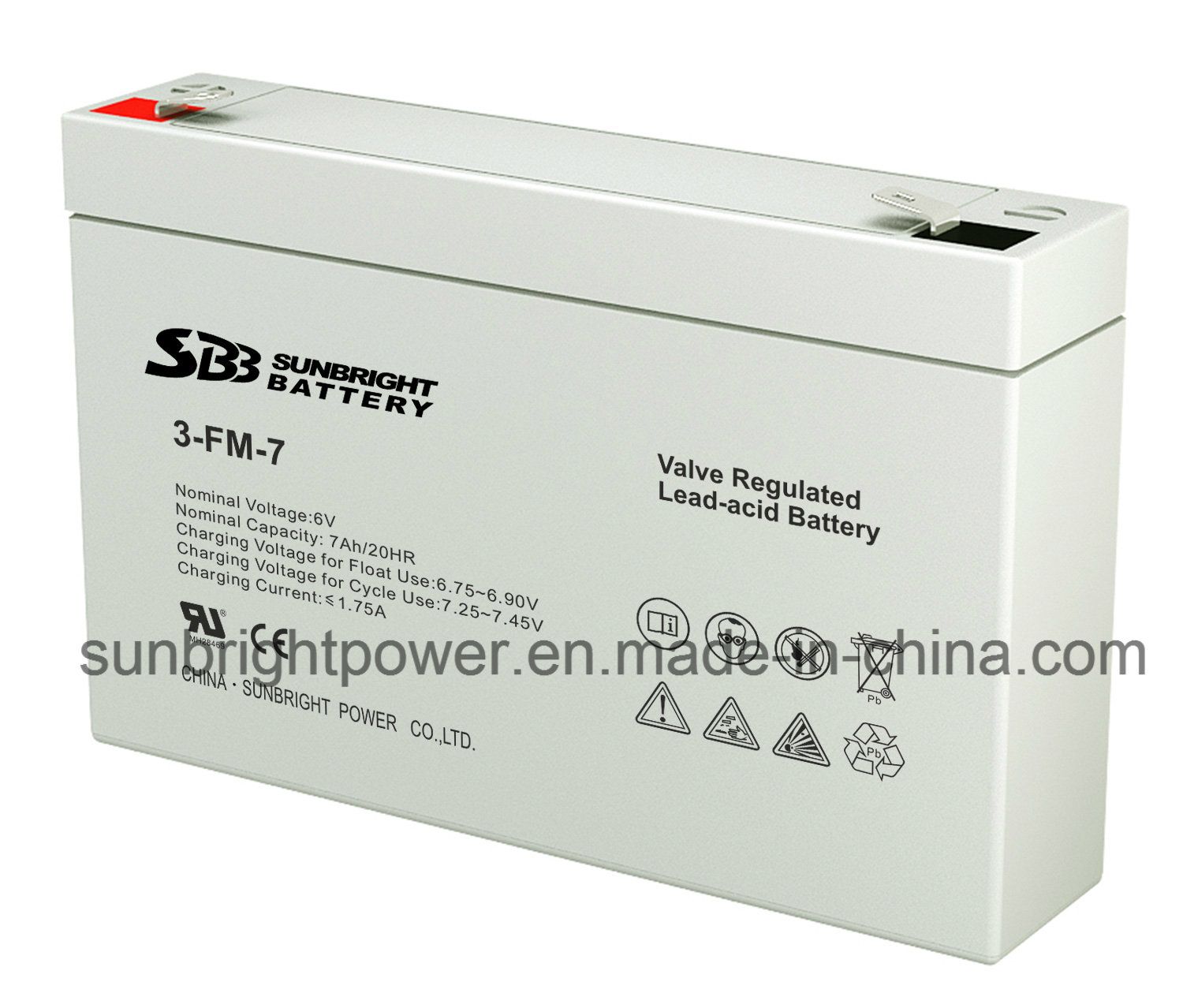 SBB Security Alarm System Battery 6V7ah with CE RoHS UL
