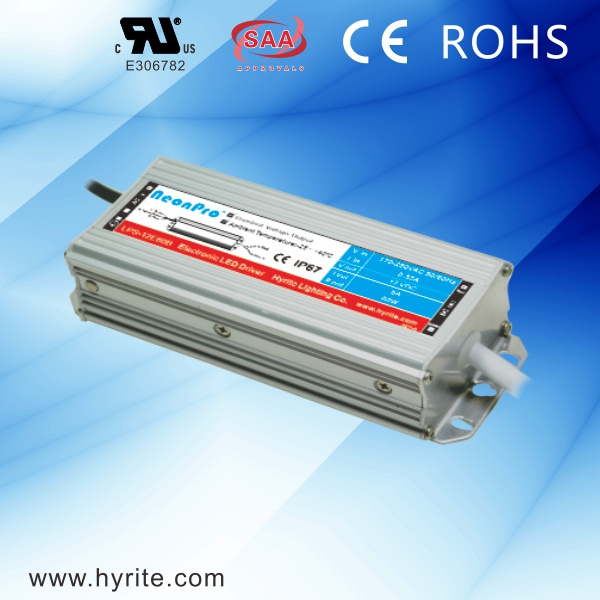 12V 60W Waterproof LED Power Supply with CE SAA Saso