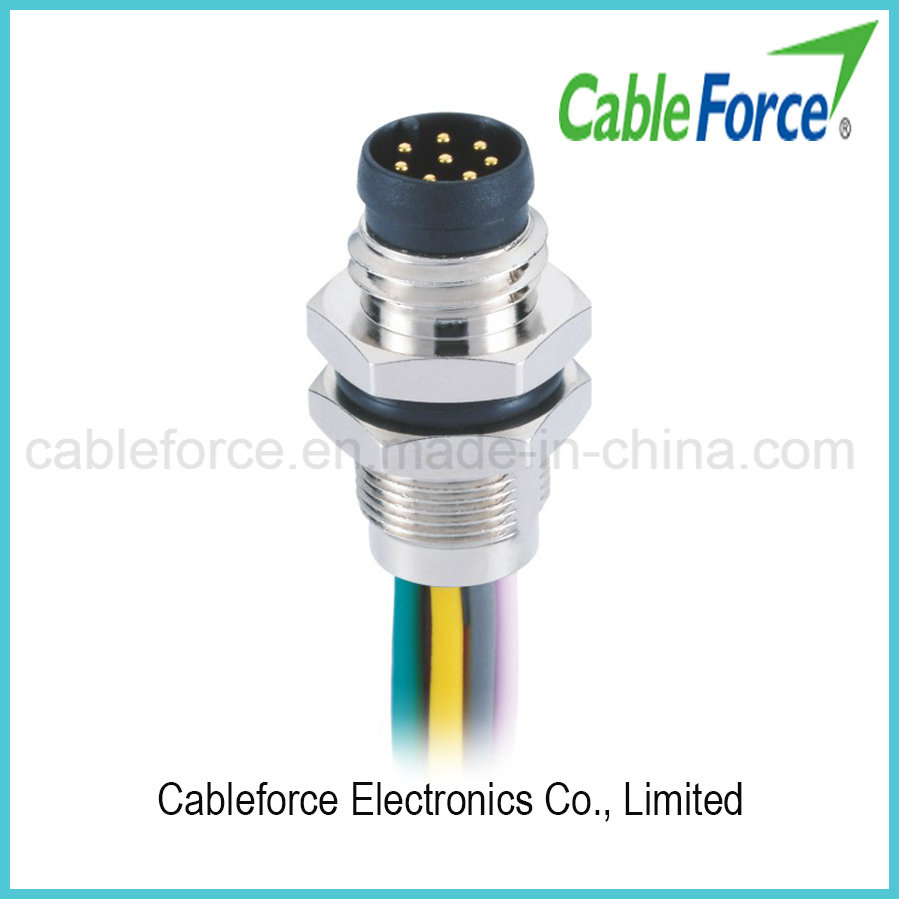 M8 8pin Male Panel Rear Mounting Circular Connector with Wires for Sensor