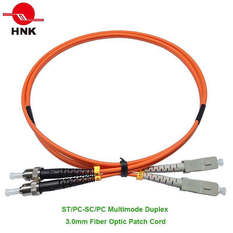 3.0mm ST/PC-SC/PC Duplex Multimode 50 Om2 Fiber Optic Patch Cable