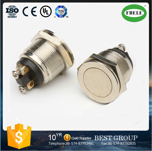 19mm Flat Metal Push Button Switch Momentary Switch (FBELE)