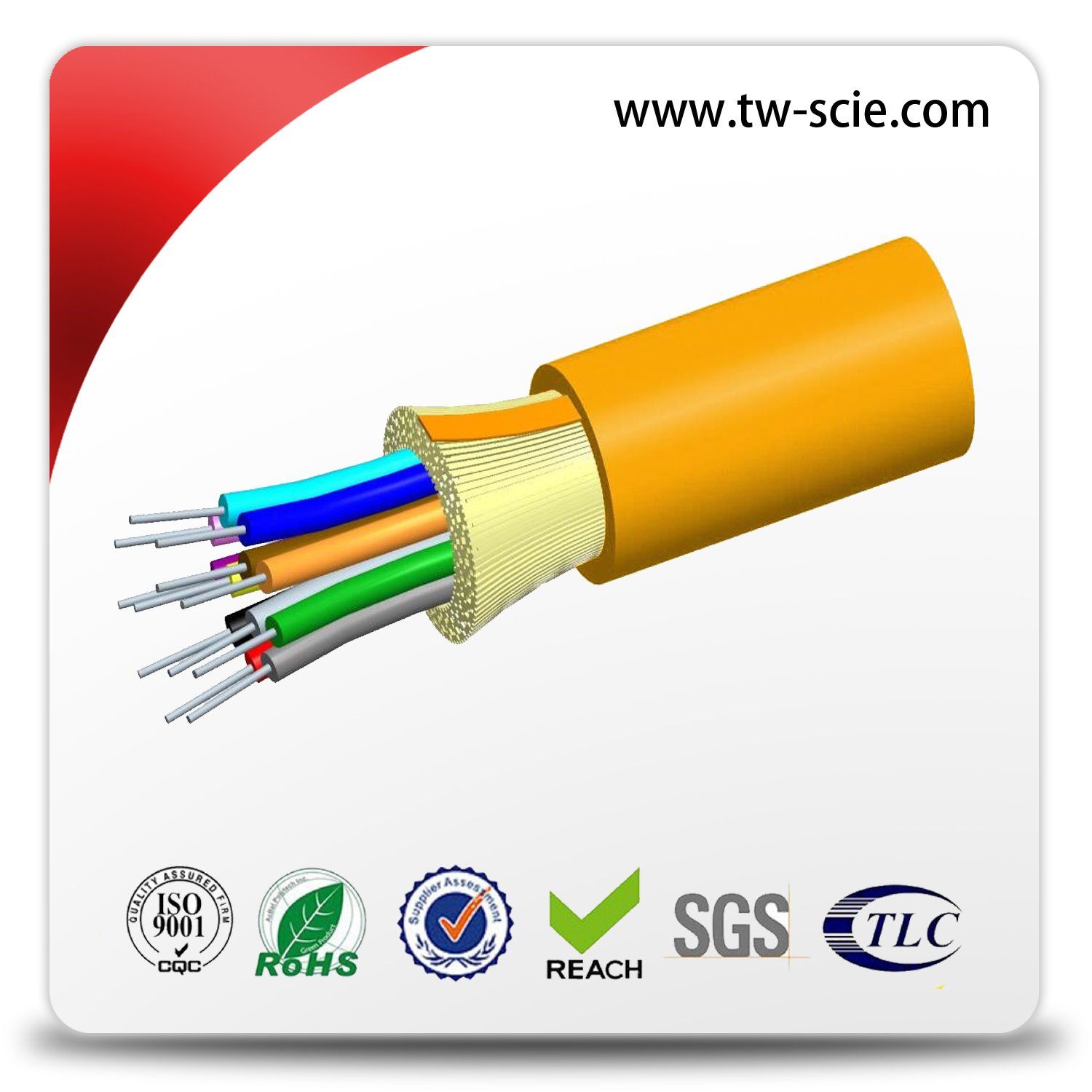 Indoor 12 Core Breakout Fiber Cable of Tight Buffered and with Non - Metal Member