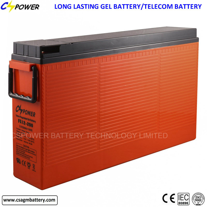 FL12-200ah Deep Cycle Front Terminal Gel Battery for Solar