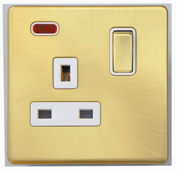 Screwless Range Single Switched Socket with Neon
