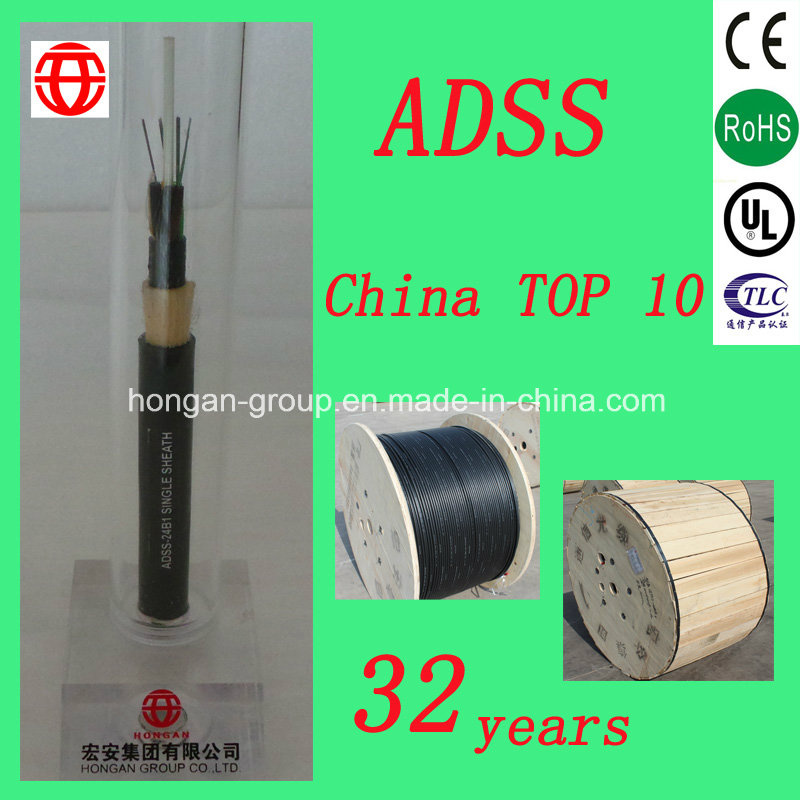 ADSS 8 Core Double Sheath Non-Armored All Dielectric Self-Supporting Loose Tube Optical Fiber Cable From China