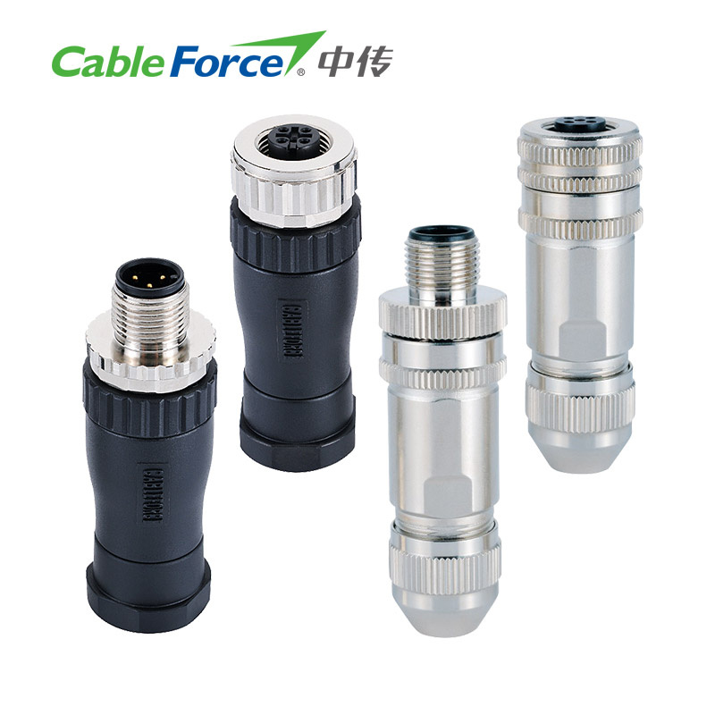 M12 Male Straight Field Attached Connector Shielded Waterproof Connector