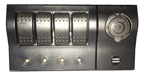 4 Gang LED Rocker & Power Socket Waterproof Marine/Boat/RV Switch Panel