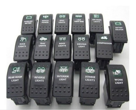 Waterptoof Blue LED Rocker Switch Momentary Winch in out Arb Carling 4WD 12V 4X4