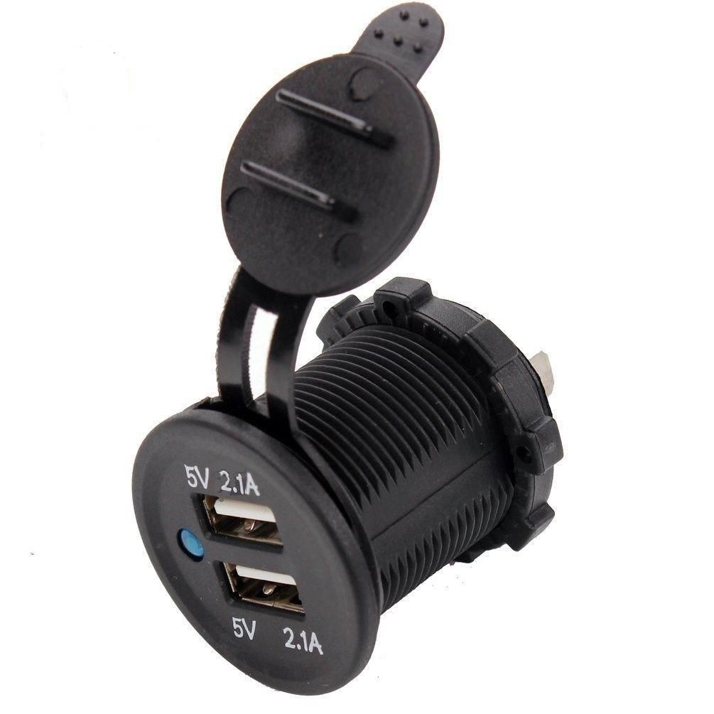 12V-24V Dual Port USB Charger Socket for Car and Boat 4.2A