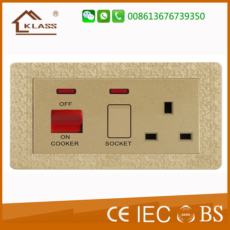 45A 1gang Switch+13A Socket with Neon
