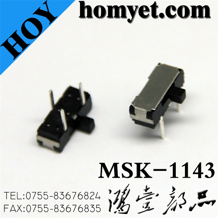 High Quality 3pin DIP Type Slide Switch 2position Toggle Switch (MSK-1143-1)