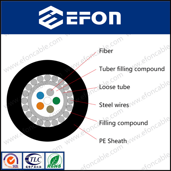Single Mode 2core Steel Wires Optic Fiber Cable (GYXTY)