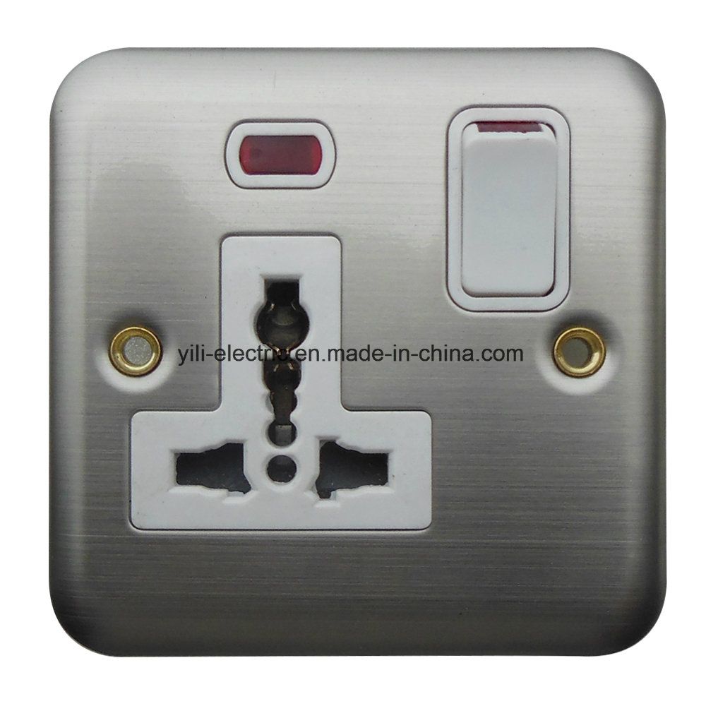 Stainless Steel 1 Gang Switch Multi-Purpose Socket with Lamp
