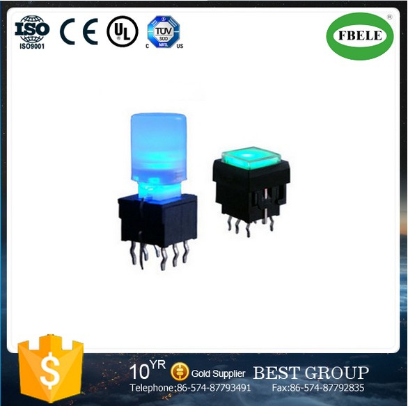 7.5*7.5mm Momentary or Self-Lock Tact Switch with LED, Dpdt Tact Switch with High Handle