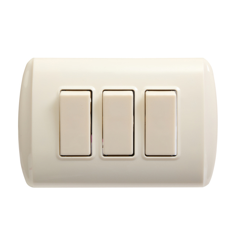 ABS 3gang 3way Golden Outlet Electric Light Switch
