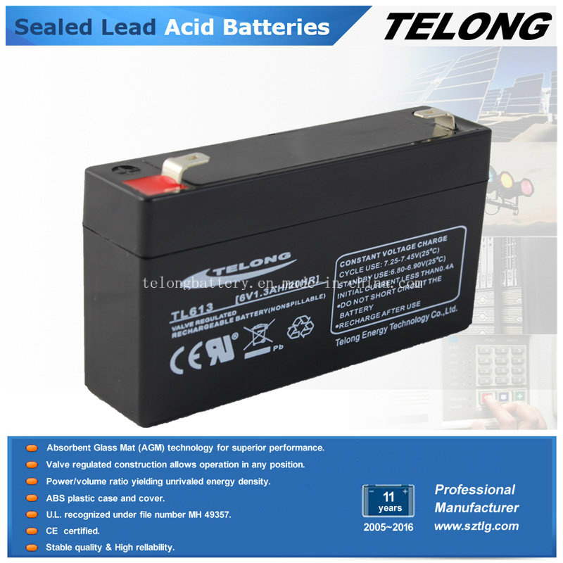 6V 1.3ah Rechargeable Power Battery for Emergency Light