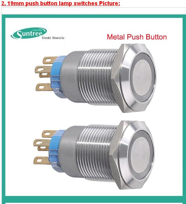 12volt 24V 220V AC DC 19mm Push Button Lamp Switches