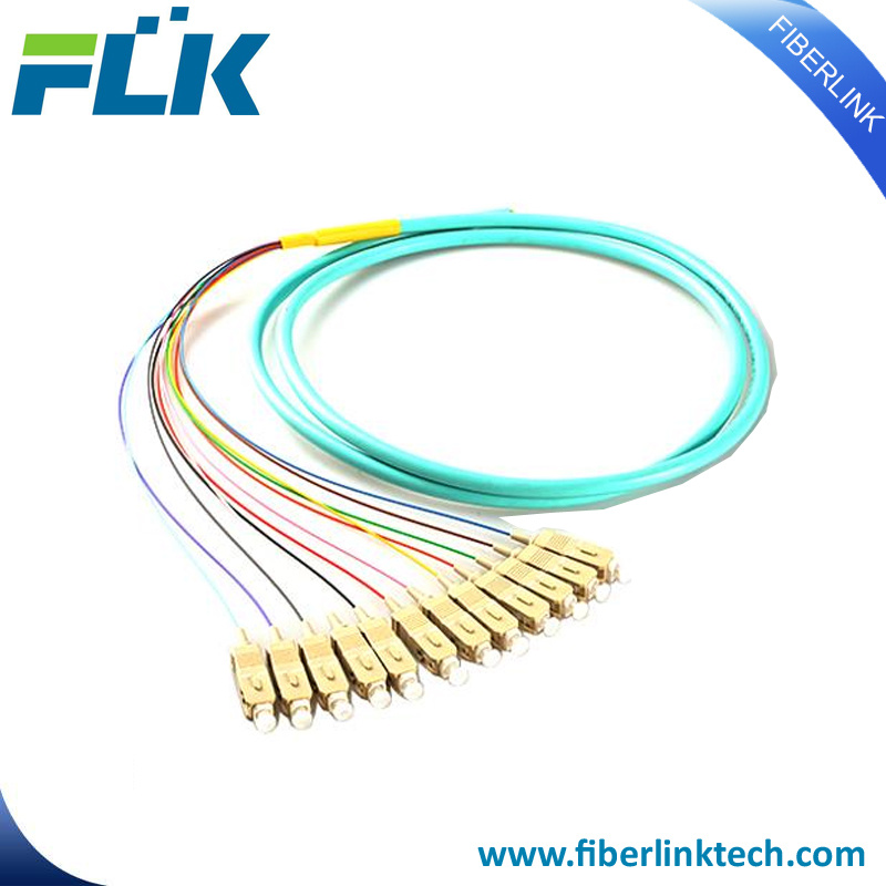12cores/Colors Sc/Upc 10GB Om3 Multi-Colored Fiber Optic Ribbon Breakout Pigtail