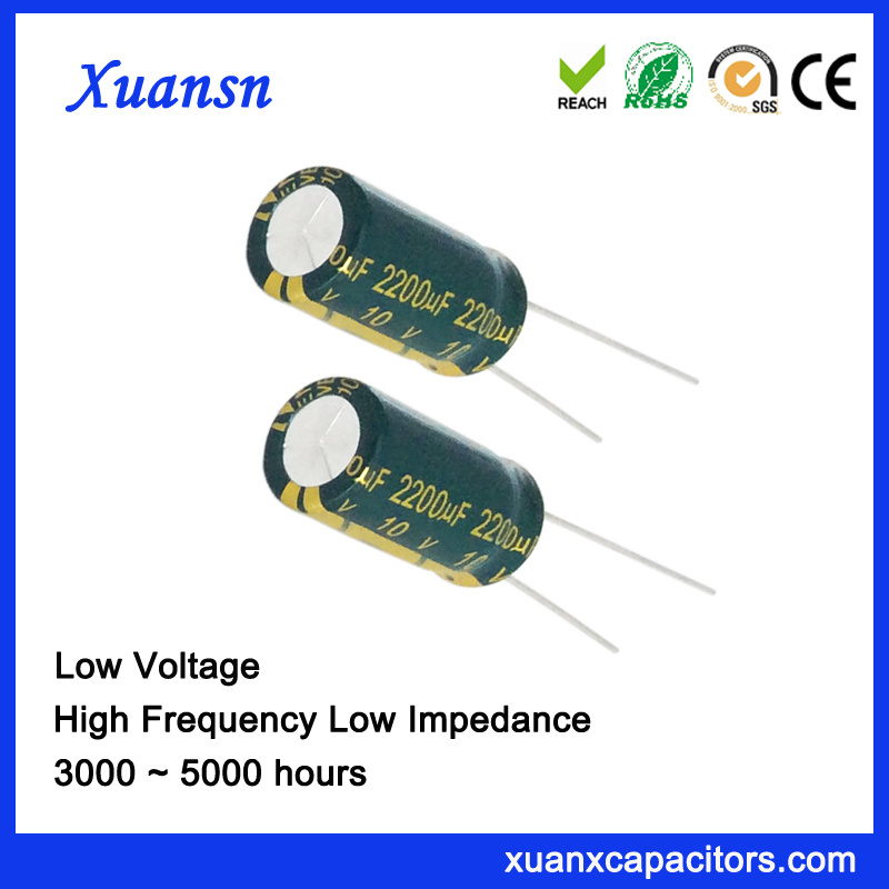 High Frequency 2200UF 10V Aluminum Electrolytic Capacitor