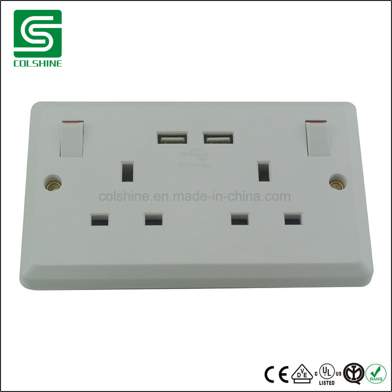 Electric UK Wall Socket with USB Output 2.1A