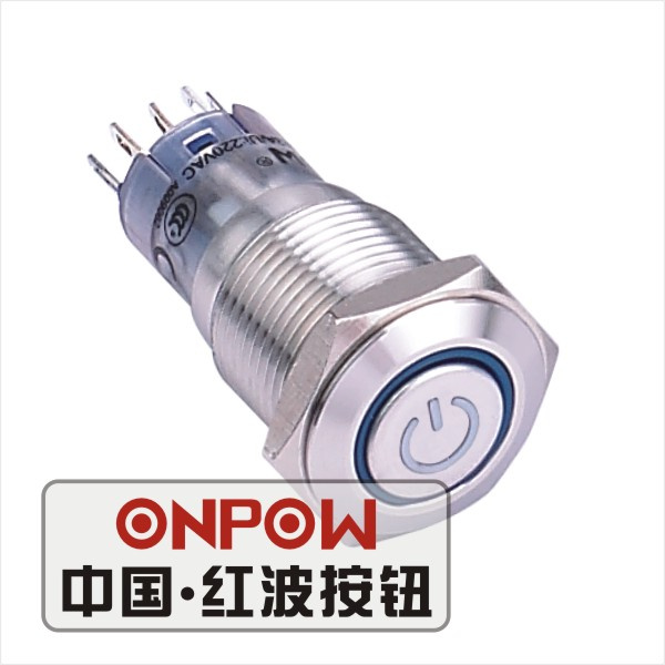Onpow 16mm Push Button Switch (LAS2GQF-11ET/R/12V/S, CE, CCC, RoHS, REECH)