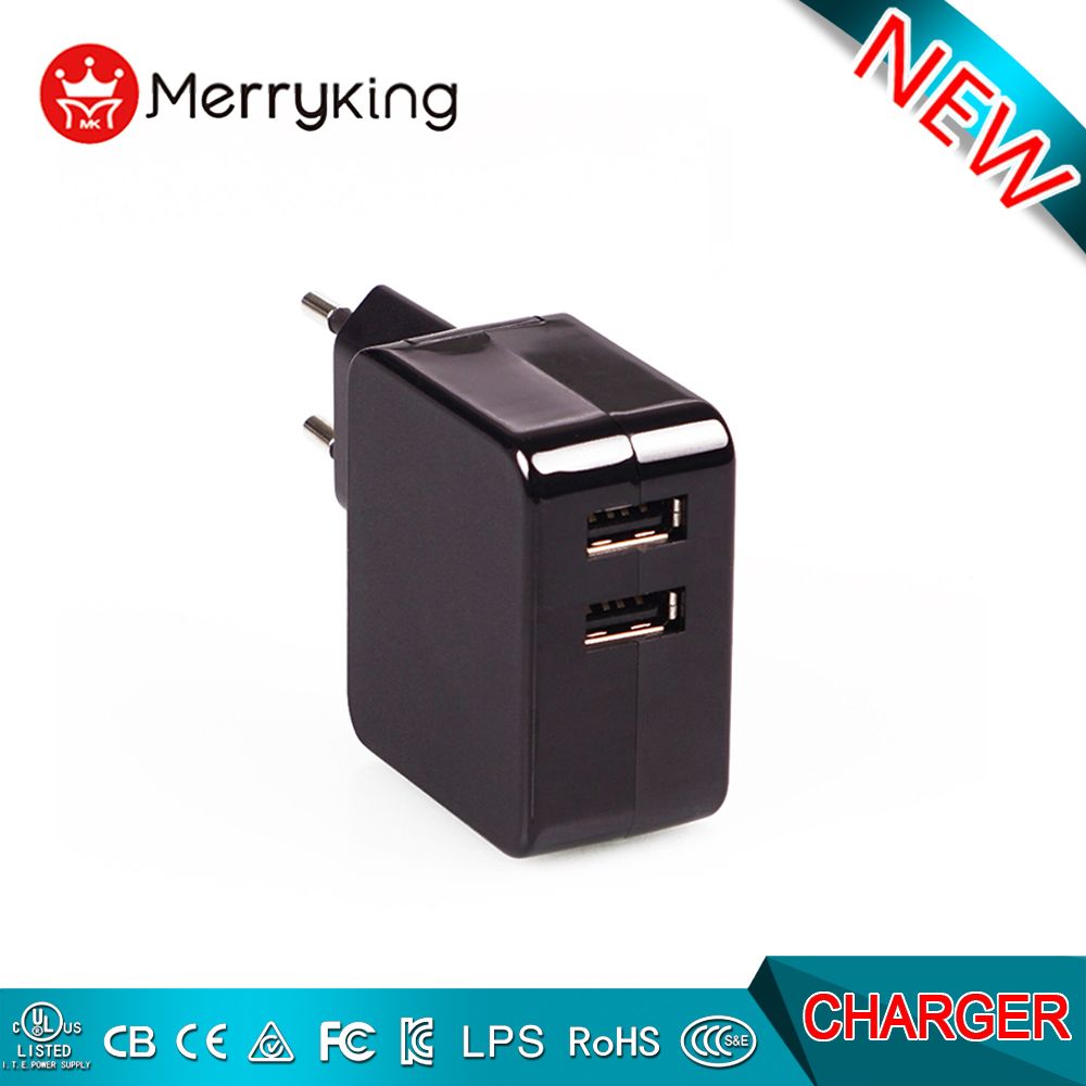 EU Us Plug 5V 2.4A 3.4A Dual Ports Multi USB Charger with Ce UL FCC