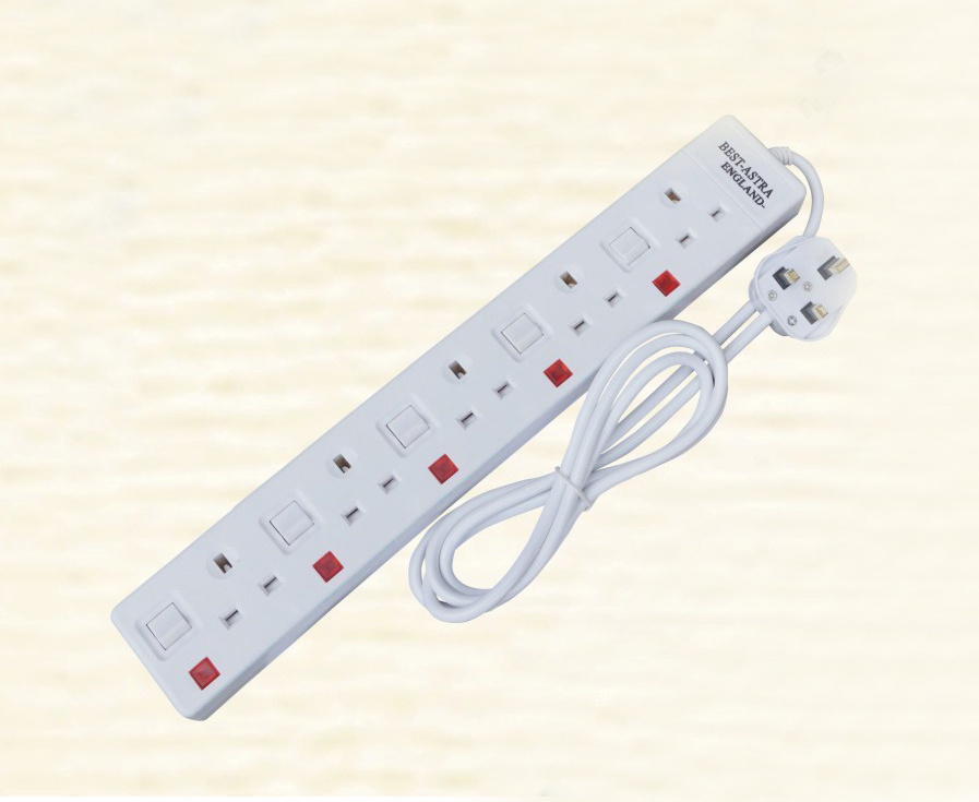 13A Plug 5 Way 5gang Universal Multi Adaptor with Switch