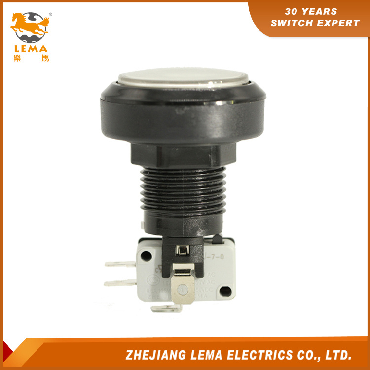 Electrical White LED Plastic 46mm Push Button Micro Switch Pbs-004