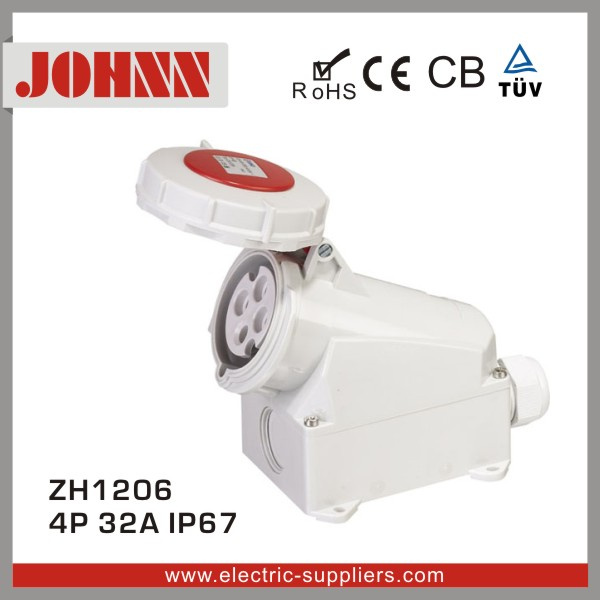 IP67 4p 32A Surface Mounted Industrial Socket