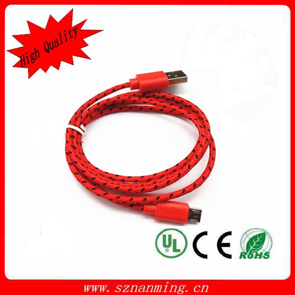 (2 Meter) Extra Long Durable Fabric Braided Nylon Charging Cord Micro USB Data Sync Cable