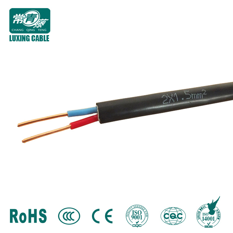 Electrical House Wire - Copper Core PVC Insulated 2 Cores BVVB Flat Cable / Electrical Wire Flat Cable