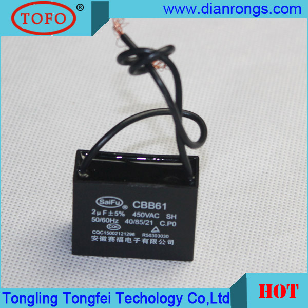 Plastic Case 220 VAC Cbb61 Fan Capacitor for Ceiling Fan
