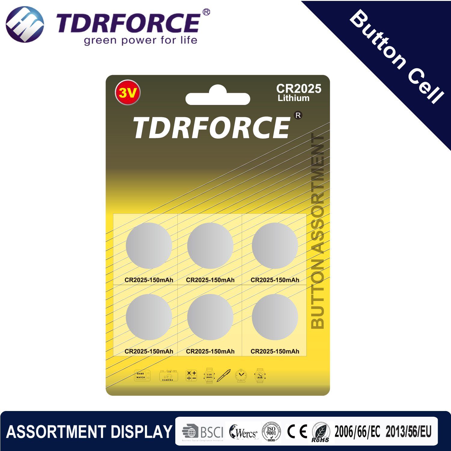 3V Cr Button Cell Lithium Battery with Ce for Toy (CR 6PCS)