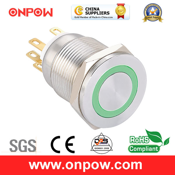 Onpow 19mm Metal Pushbutton Switch (LAS1GQPF-11E/B/12V/S, CE, CCC, RoHS)