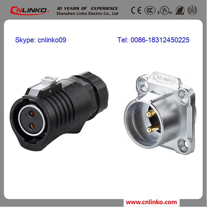 Waterproof 2 Pin Connector with Push Lock