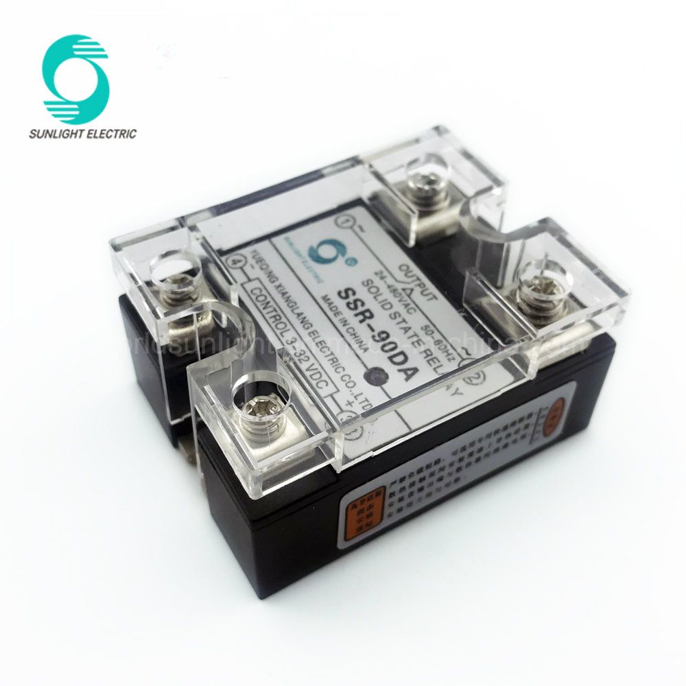 High Quality SSR-90da 90A 3-25mA Protective Single Phase DC-AC SSR Solid State Relay