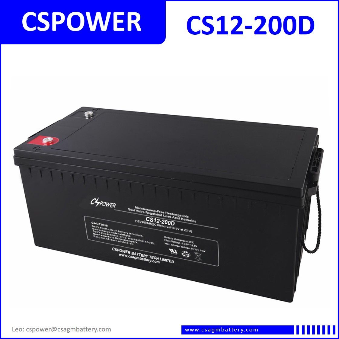 Deep Cycle Solar AGM Battery for Solar Use 12V200ah CS12-200d