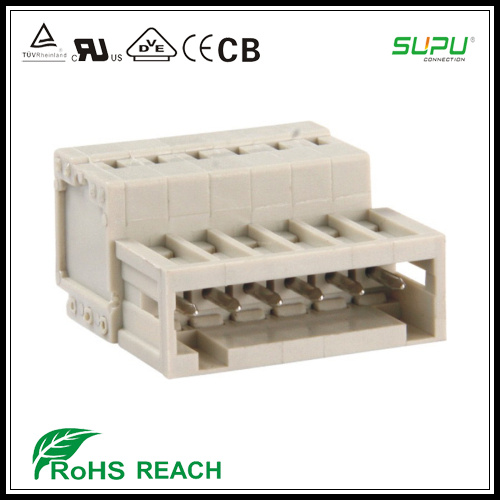 435 438 Male Terminal Blocks with Spring Cage Clamp with Fixing Flange