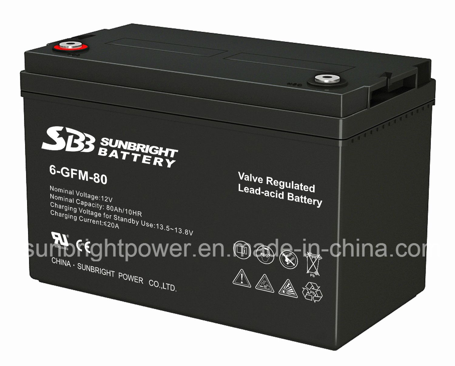 Maintenance Free 12V80ah Deep Cycle Solar Power Battery