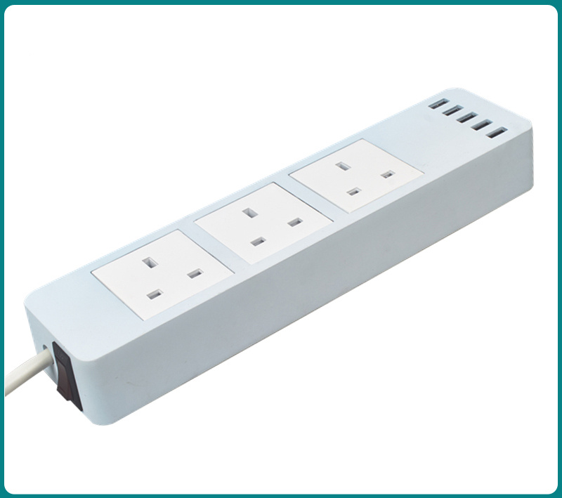 British 3 Outlets with 5*5V USB Port Extension Socket, Mi Power Strip